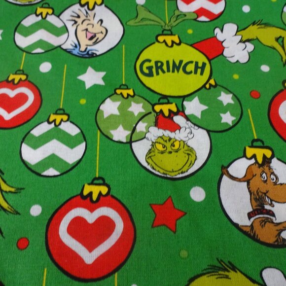 Festive GRINCH ORNAMENTS Handmade Cotton Pillowcase Fits a Standard/Queen - Picture 1 of 4